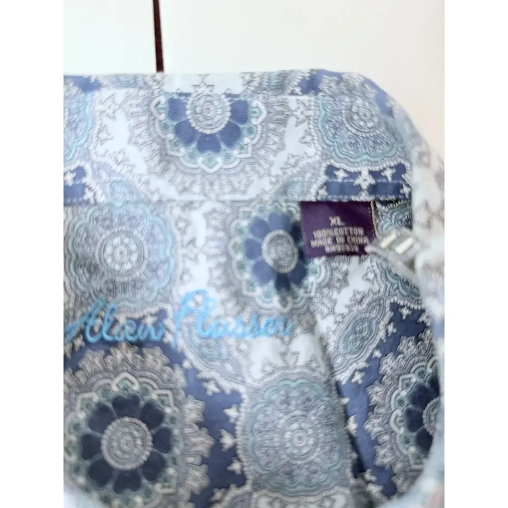 Alan Flusser Blue Pattern Button Up Shirt Size XL - Picture 10 of 11